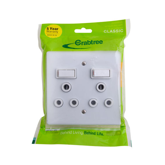 SOCKET 4X4  2X3 PIN  WHITE CRABTREE